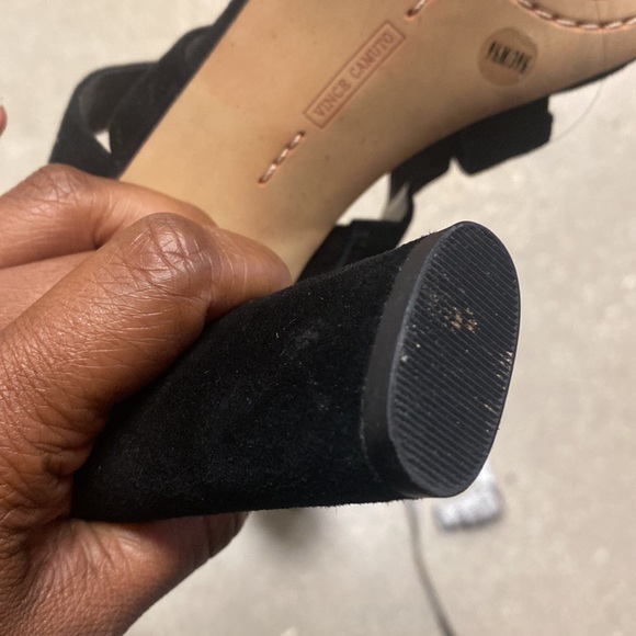 Vince Camuto black suede heel dress sandal sz 9.5 - Picture 6 of 7